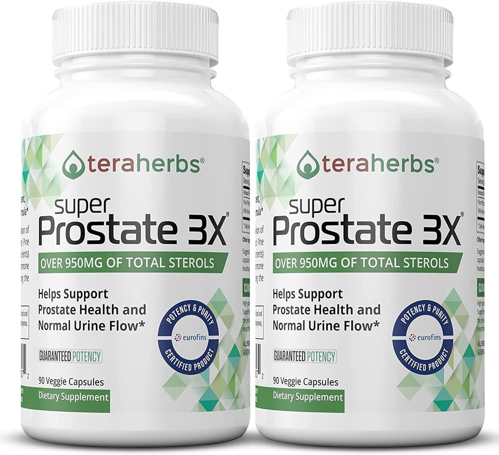 Tera Herbs 超级前列腺 3X - Bladder Control, Hormone 平衡与支持 扩展前列腺 和 频繁 Urination - 男性前列腺 / Beta Sitosterol 而不是 Saw Palmetto (2 Pack)