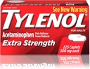 含有500毫克乙酰氨基苯的Tylenol Extrastrong Caplets, 疼痛除颤器,用于头痛、背痛和脑痛缓解, 225厘米