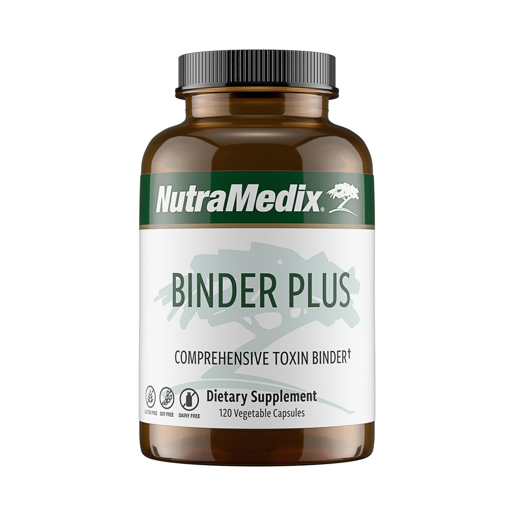 NutraMedix Binder Plus - 综合毒素Binder和体解毒剂 - 生前抗氧化剂支持 + 胰岛素,本通尼特,阿洛韦拉,活化炭,富尔维奇矿物和奇托桑(120 Capsules)
