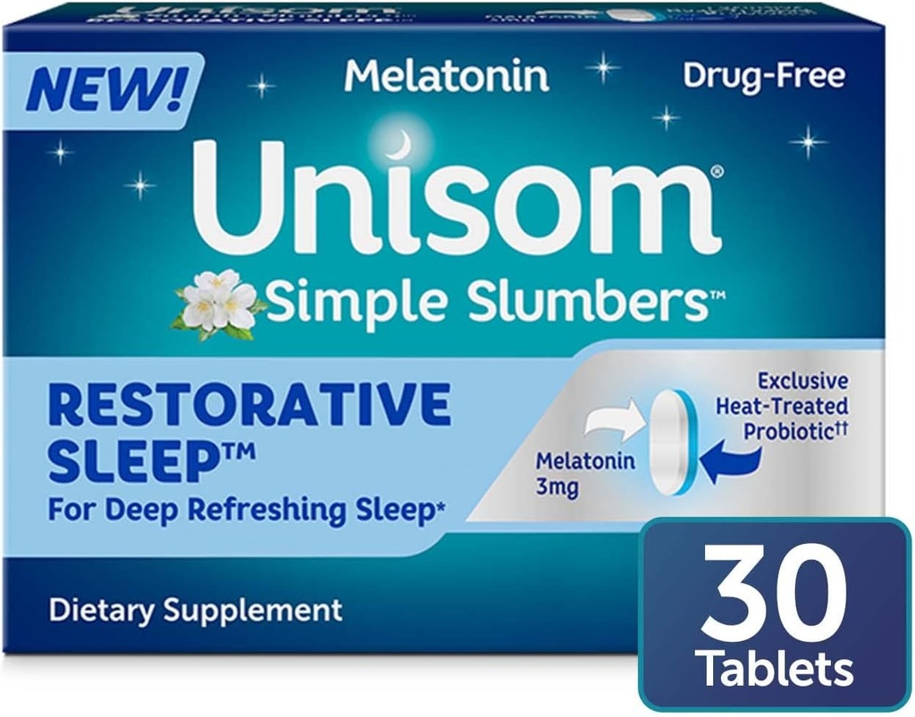 Unisom 简单睡药 恢复睡眠药片 30-Count, Melatonin 3mg