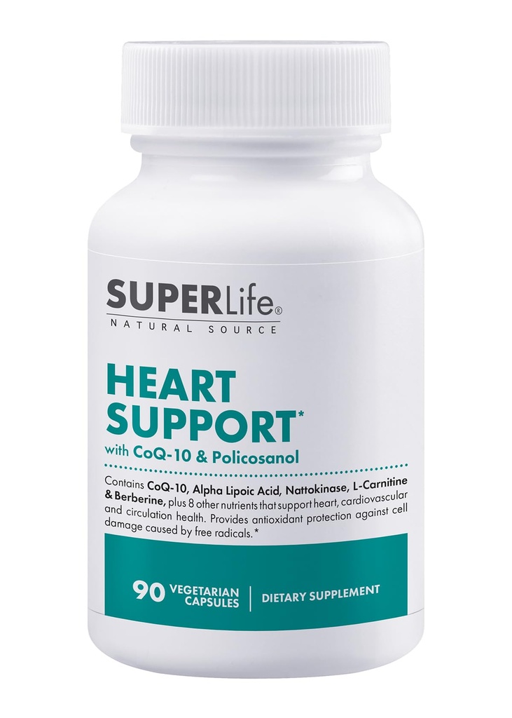 心脏支持 - 与CoQ-10, Quercetin, L-Carnitine Fumarate, L-Arginine, Berberine, Inositol, Magnesium Citrate & Taurine & 支持心脏和心血管健康 - 补充 - 90 Capsules