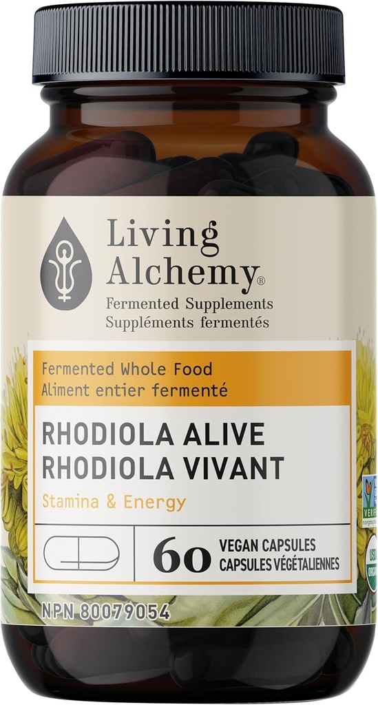 Rhodiola Rosea Supplement with Astragalus & Turmeric - Cognitive, Athletic Performance, & Adrenal Energy Support for Men & Women - Vegan, Non-GMO - Living Alchemy, 60 Pcs