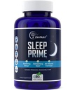 睡眠Prime Vegan 成人超强自然睡眠援助 - 深眠补充 - 草药睡眠药 - 压力缓解 - Melatonin, GABA - 60 Veggie caps