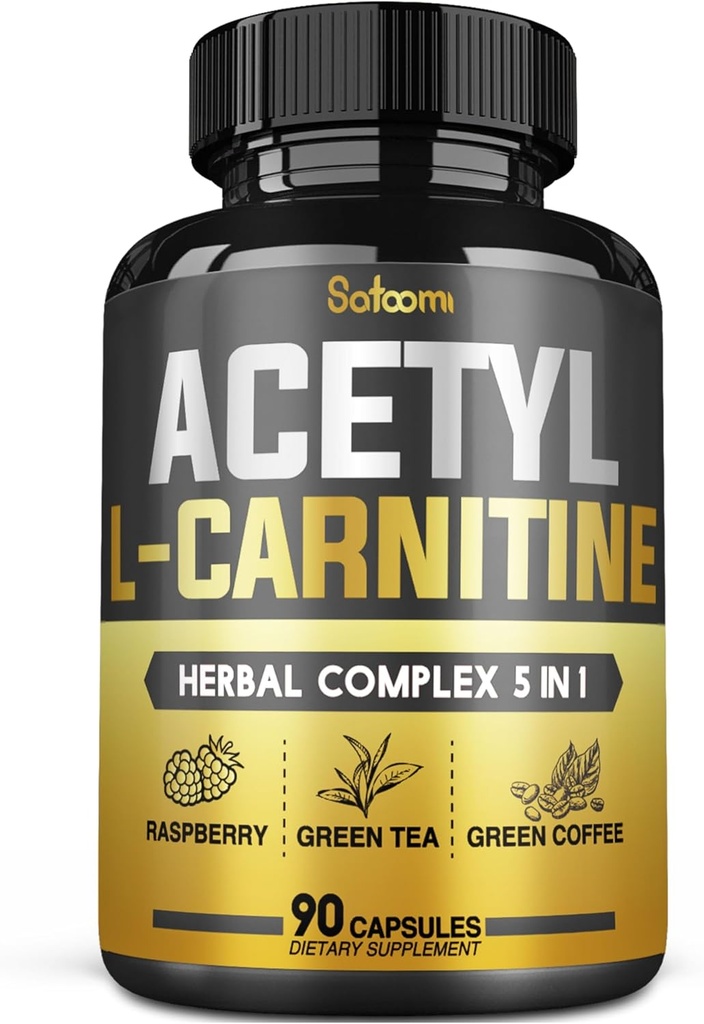 5in1 乙酰L-Carnitine Complex Capsules - 2600mg Daily - 身体,大脑和免疫健康支持 - Alpha Lipoic Acid, Green Tea, Green Coffee Bean & Raspberry Ketones - 90 Counts for 3个月