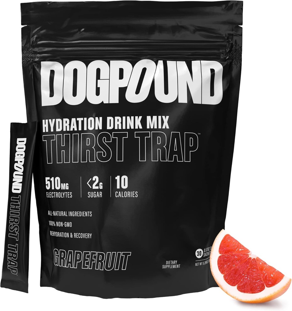 DOGPOUND THERST Trap QQ 水利补充 QQ 电解质饮料混合剂用于健身和夜生活恢复 QQ 葡萄果 10卡路里 30个易打开棒