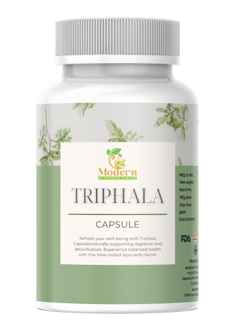 Triphala Capsules 120 用于消化支持、Immune Boost和抗氧化剂福利 100% Amla、Haritaki和Bibhitaki草药混合剂促进古特健康(120 Capsule)