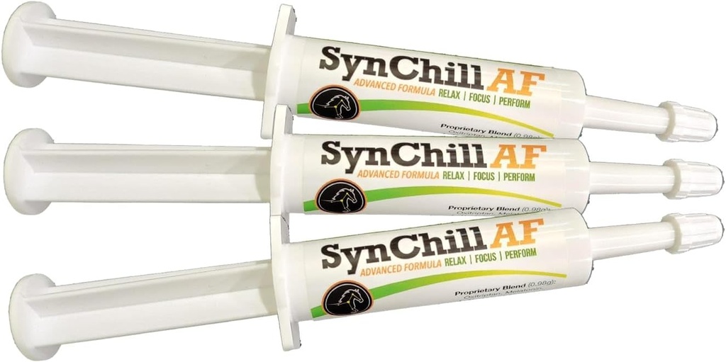 SynChill AF 冷却Gel for Nervous Hors - 单人服务 - 高级公式与 L- Theanine, 增加可能性, 100%自然补充, 处理和信心支持 Hors - 3 Pack