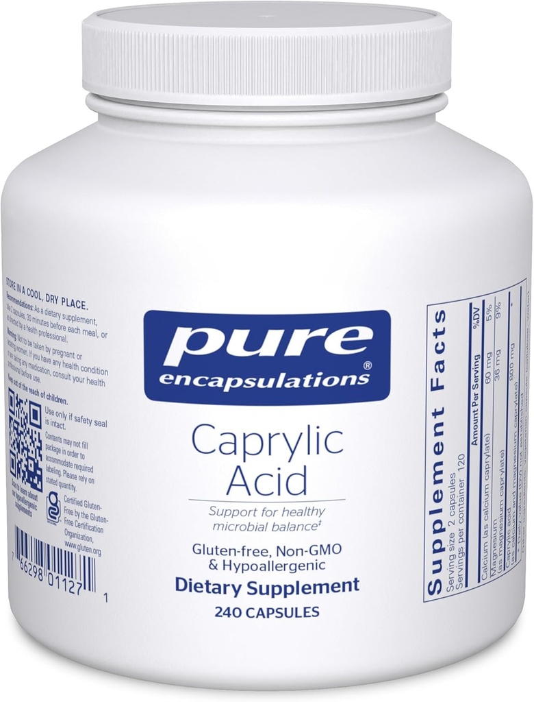 纯封装 Caprylic Acid → Gut和消化健康、GI平衡、肠胃支持和肠内健康补充* 240 Capsules