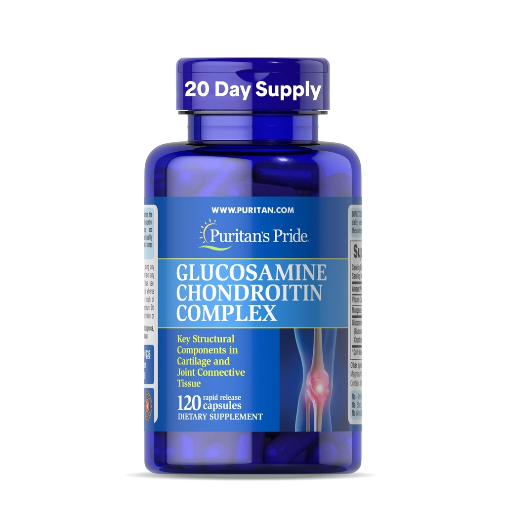 清教徒的骄傲Glucosamine Chondroitin 男女综合体,共同健康饮食补充,120 快速释放卡普尔