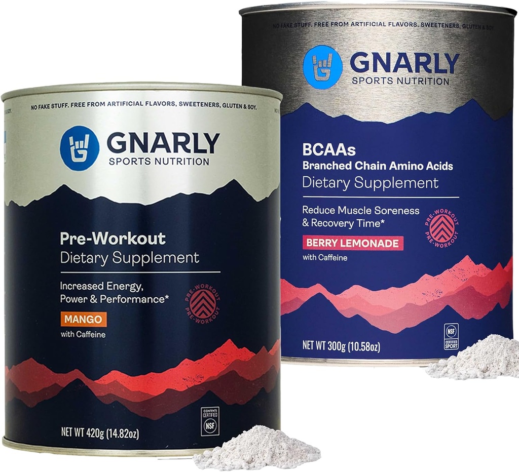Gnarly营养 预研曼戈(14.82oz) BCAAs Berry 柠檬水(10.58oz)