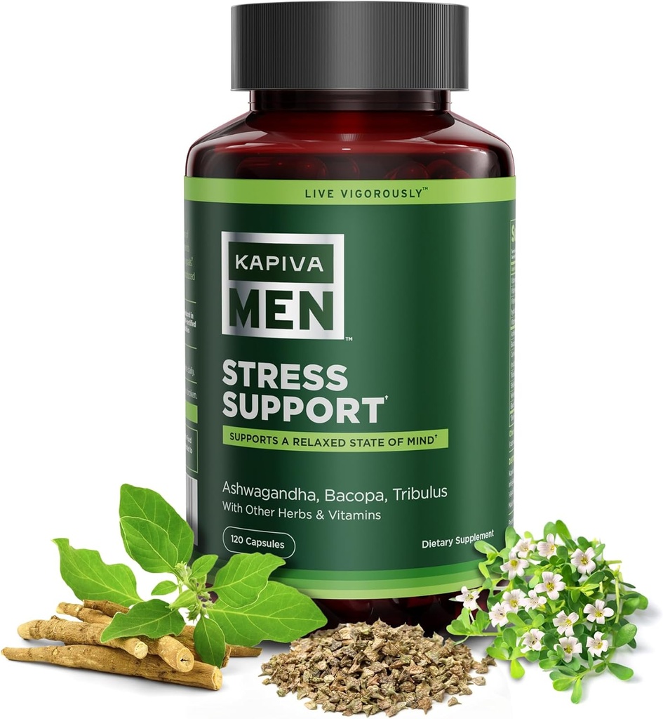 与Ashwagandha、Bacopa、Tribulus及其他草药和维生素一起提供压力支助补编,支持放松思维状态,60天供应,120卡普勒