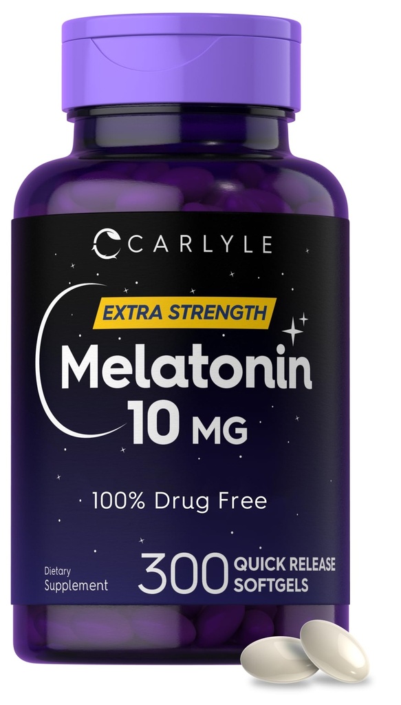 卡莱尔·梅拉托宁 10mg → 300 Softgels → 对成年人的超强支持 → 非GMO, Gluten Free Supplement