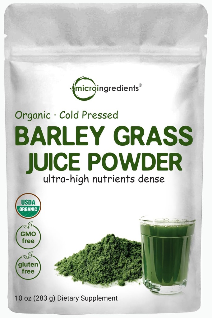 微成份 有机大麦汁粉 10 Ounce, Cold Pressed, US Grown, 富含伊敏维生素, 纤维,矿物,抗氧化剂和蛋白质, 支持伊敏系统和文摘, Vegan