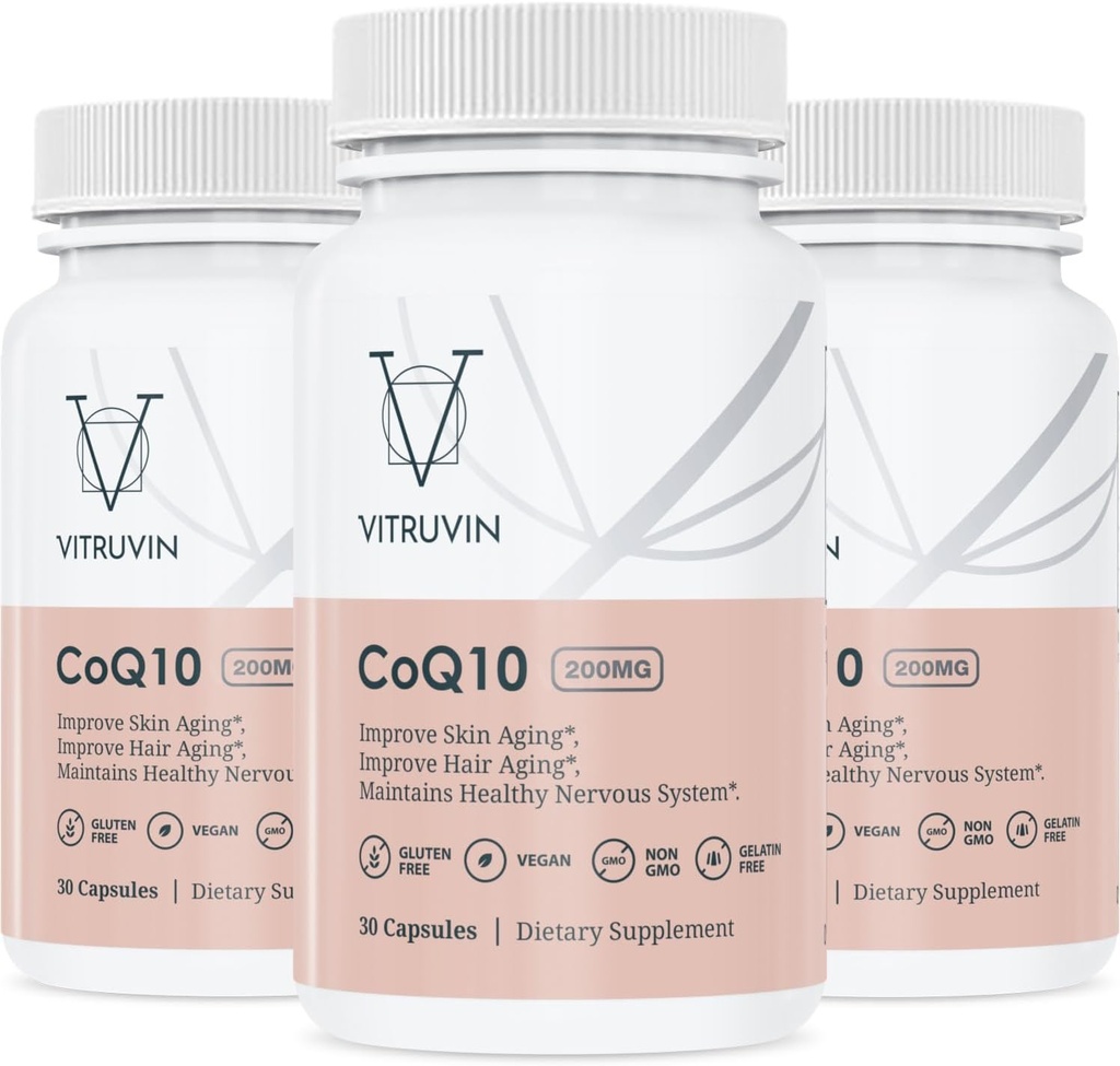 Vitruvin Ubiquinol COQ10 – Coenzyme Q10 Ultra-Abborbable, coq 10 血管和心脏健康、健康皮肤和头发、健康老龄化的抗氧化剂补充剂