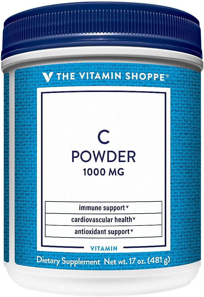 维生素店 维生素粉 1000MG,支持免疫和心血管健康的抗氧化剂(17 Ounces Powder)