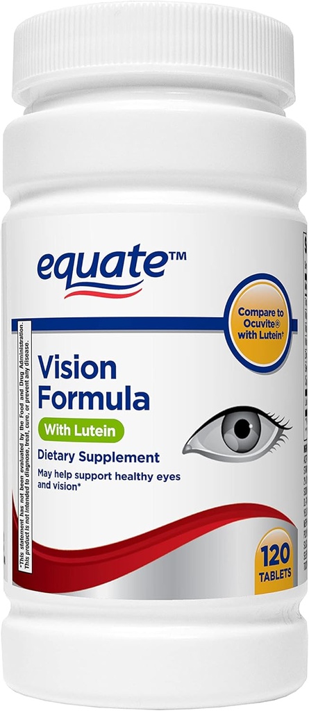 Equate - 与Lutein的视觉公式,眼部健康维生素和矿物补充物,120平板按Equate排列