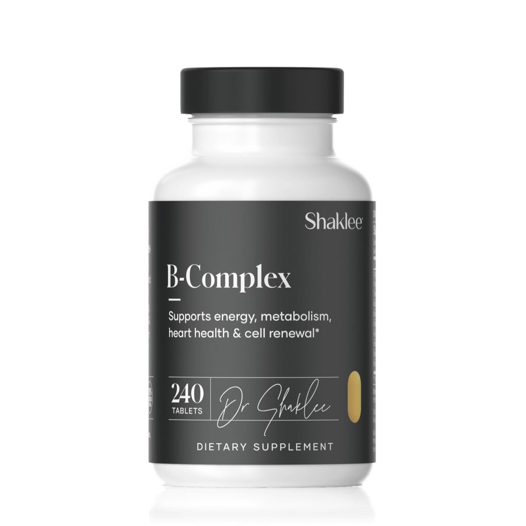 Shaklee -- -- B-Complex -- -- 具有专利生物活性吸收系统的终极能量促进器 -- -- 增强福祉的B维生素 -- -- 支持能源、心血管和脑健康 -- -- 240片