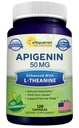 aSquared Information Apigenin 50mg & L-Theanine 200mg - 120 Capsules - Apigenin Suppose Pills for Sleep and Relaxation - 天然生物氟化酮提取物在查莫米利茶中发现