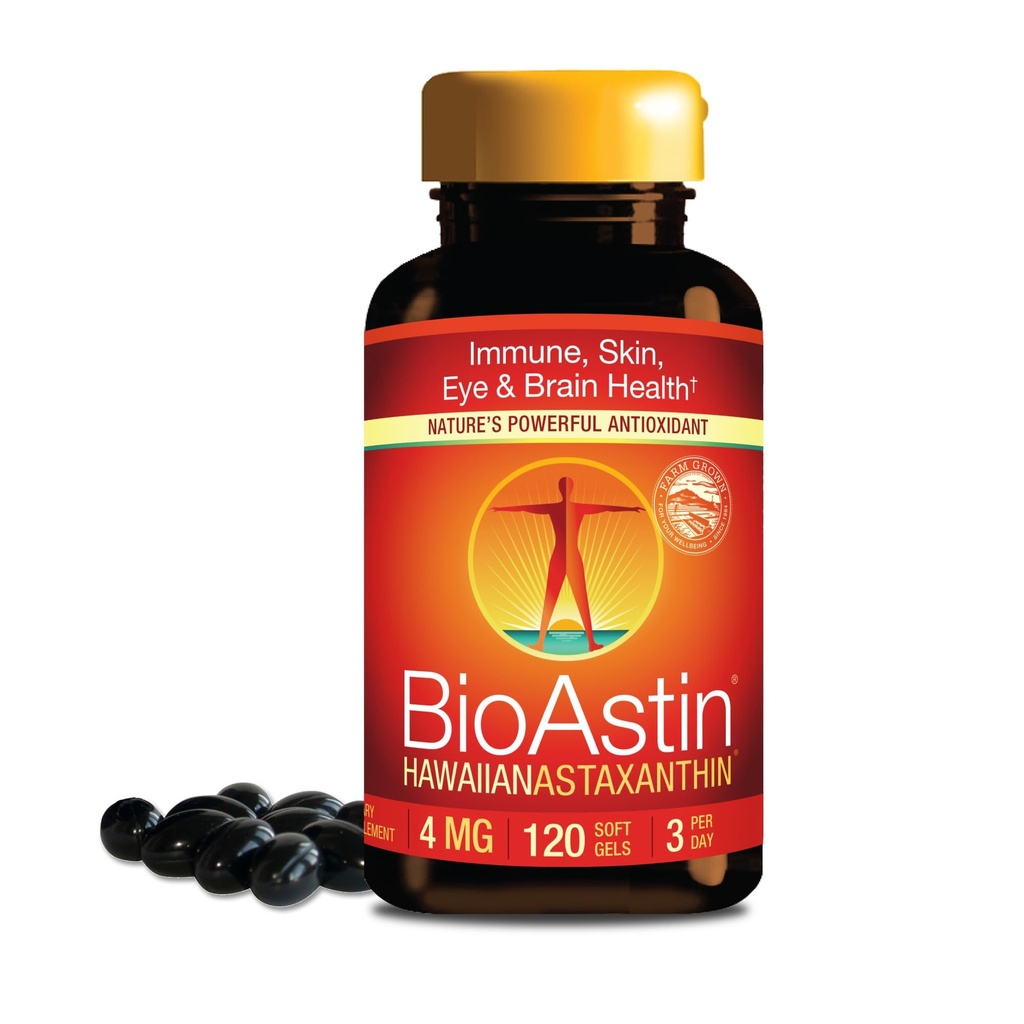 Nutrex Hawaii BioAstin 夏威夷 Astaxanthin - 4mg, 120软胶 - 农场-直立抗氧化剂补充剂 支持眼,皮肤,联合和免疫系统健康 - 非GMO和无胶体