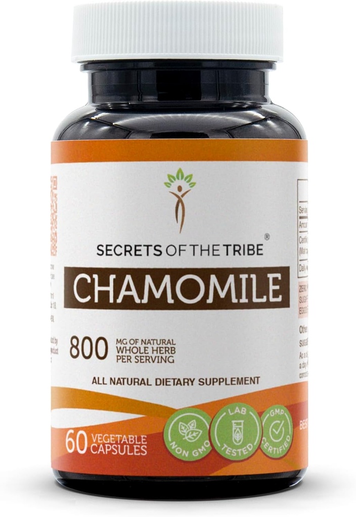 甘菊属(英语:Tribe Chamomile) 60枚,800毫克,甘菊属(英语:Matricia Recutita) 干花属(英语:60 Capsules)