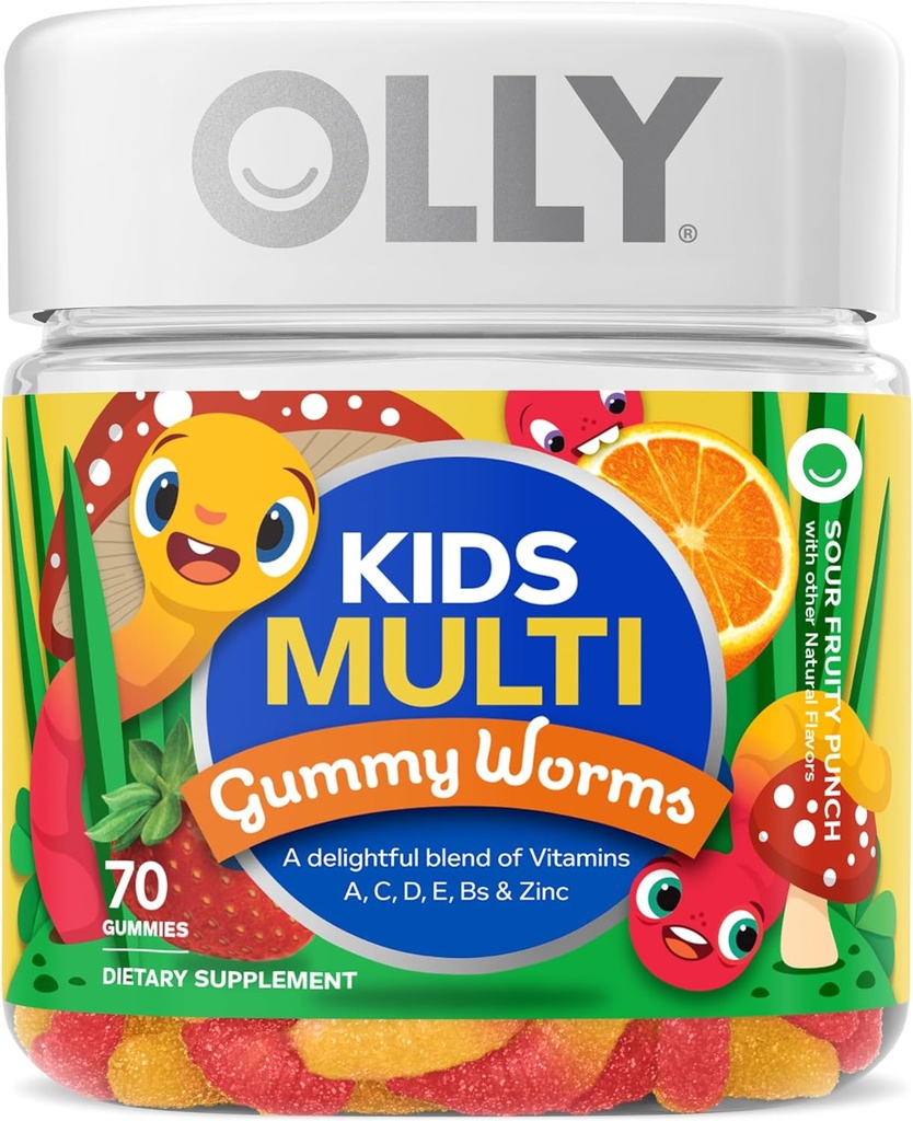 OLLY 儿童多维塔明 Gummy Worms 酸果冲刺 维生素 A C D E Bs Zinc 45 日供应 70 计