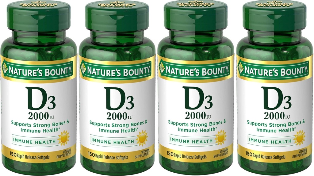 自然丰产维生素D3 2000 IU Softgels 150 ea (Pack of 4)