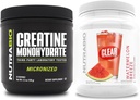 NutraBio Creatine Monohydrate, Unflavored, (150 g) 和 Clear Whey 蛋白质溶液, (Watelon Breeze) 补充 Bundle – 肌肉能源、最大生长、恢复和强度