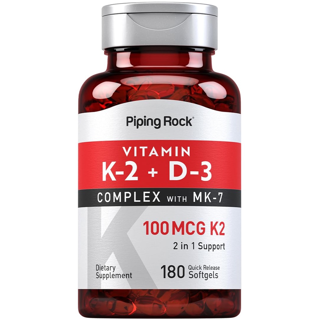 K2 D3 配音:Piping Rock Vitamin K2 D3 配音:100 mcg 配音:180 软胶 配音:MK7 配音:Non-GMO 配音:Gluten Free