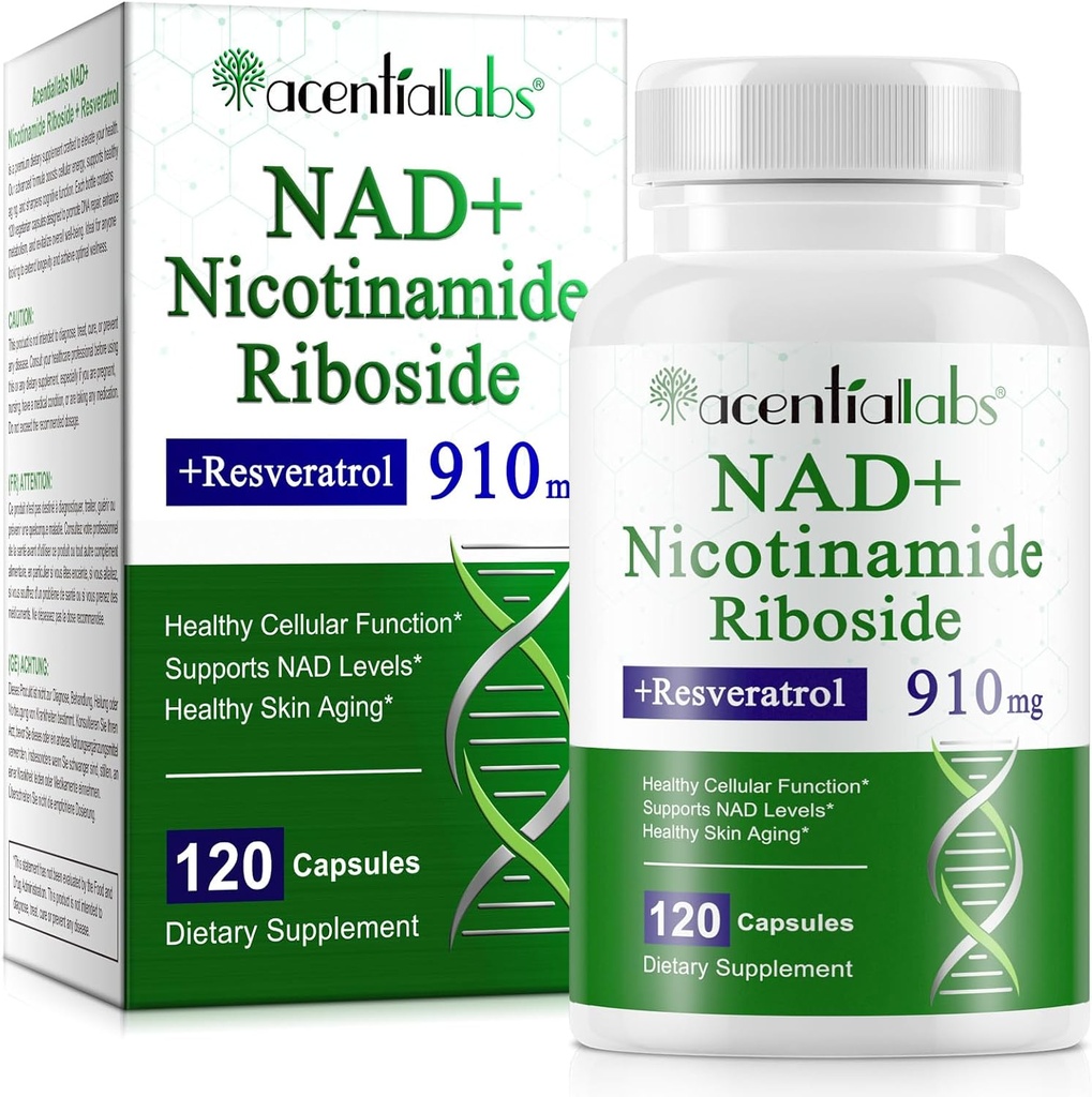 NAD Nicotinamide Riboside Resveratrol 900mg - 与Resveratrol + NAD+的NAD补编 抗衰老、手机能源、DNA修复 NAD Nicotinamide Riboside 900 高吸收