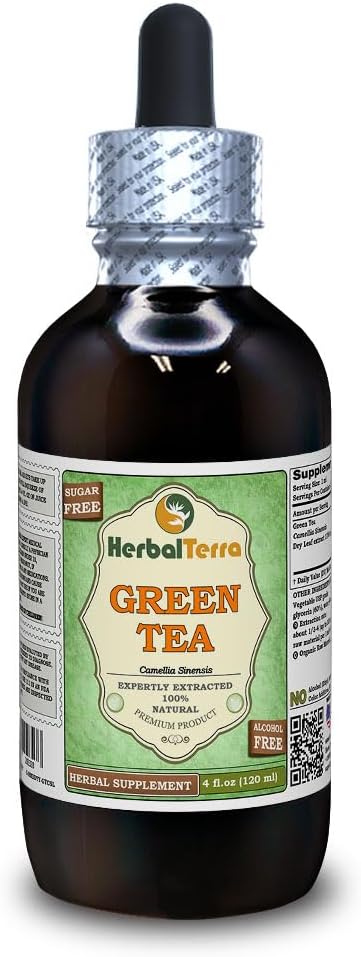 绿茶(英語:Camellia Sinensis)甘油脂,有机干叶无酒精液体提取物(Brand name:Herbalterra, Proudly made in USA) 4f.oz(120毫升)