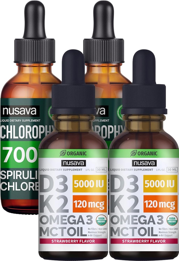 NUSAVA 草莓火焰 D3 K2 滴水和氯脂液体滴水箱 - 用于心脏、联合、能源、和免疫支持的强力液体维生素 - 非GMO、无胶体、每桶2pk