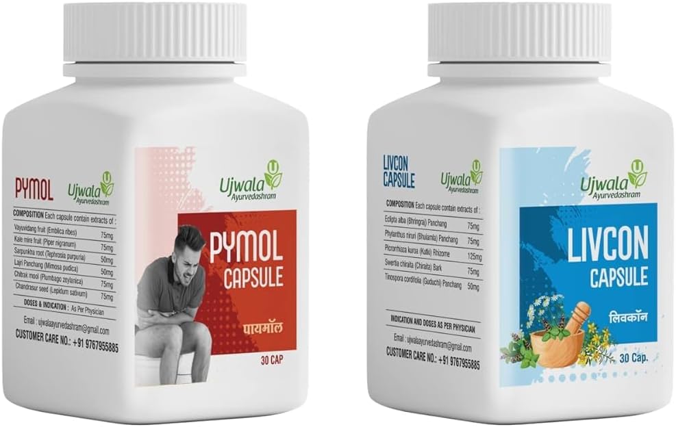 通用Dalal Pymol+Livcon Capsule(30 Cap) 快速缓解出血,烧伤和疼痛 I为皮尔斯,Fissure。 瘘、炎症和直肠