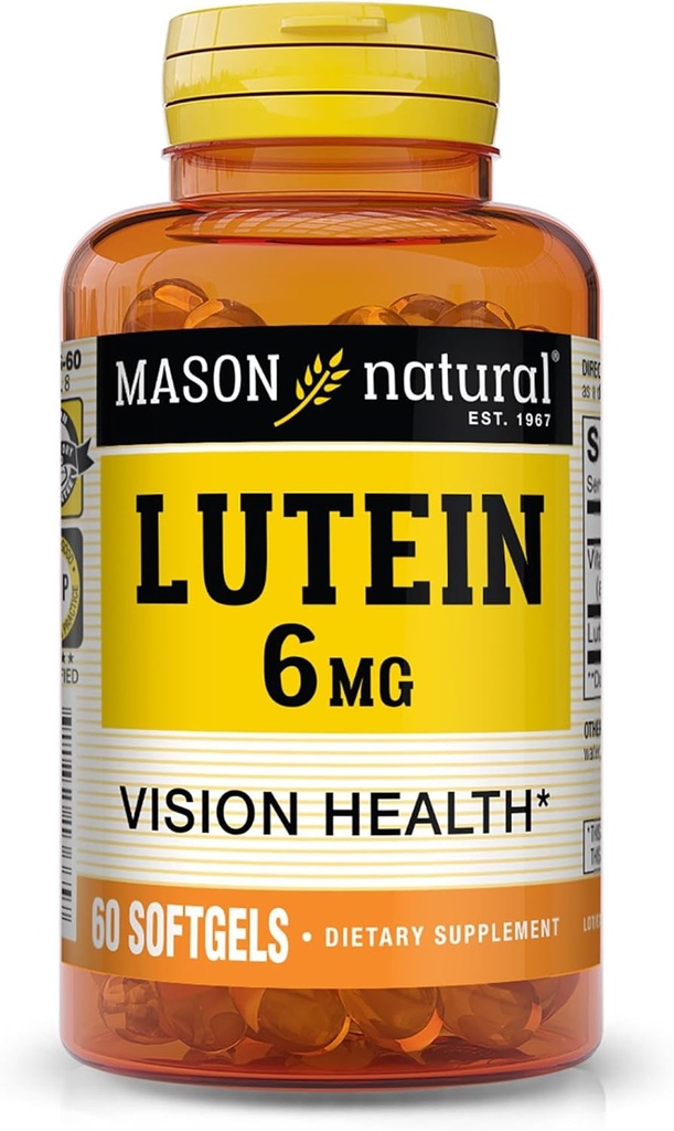 Mason Natural Lutein 6 mg 配有维生素E、2个月供应、健康视觉和眼功能、支持正常眼健康