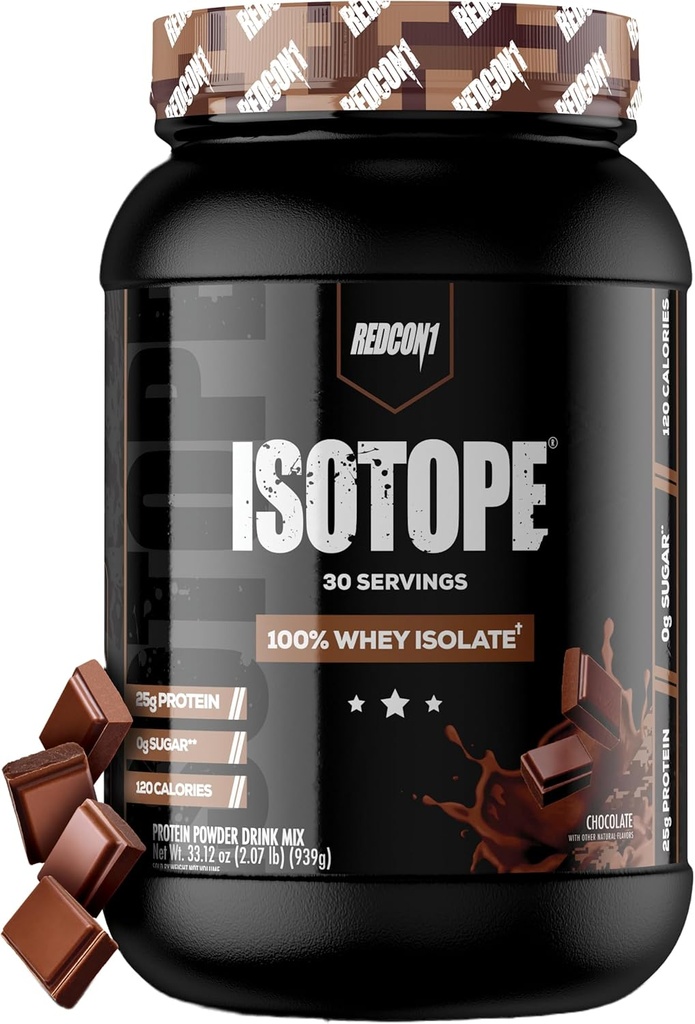 REDCON1 同位素 100% Whei 隔热,巧克力 - Keto 友好的Whey 蛋白粉 - 低碳+零加糖 Whei 蛋白质隔热 - Keto 蛋白粉(30种服务)