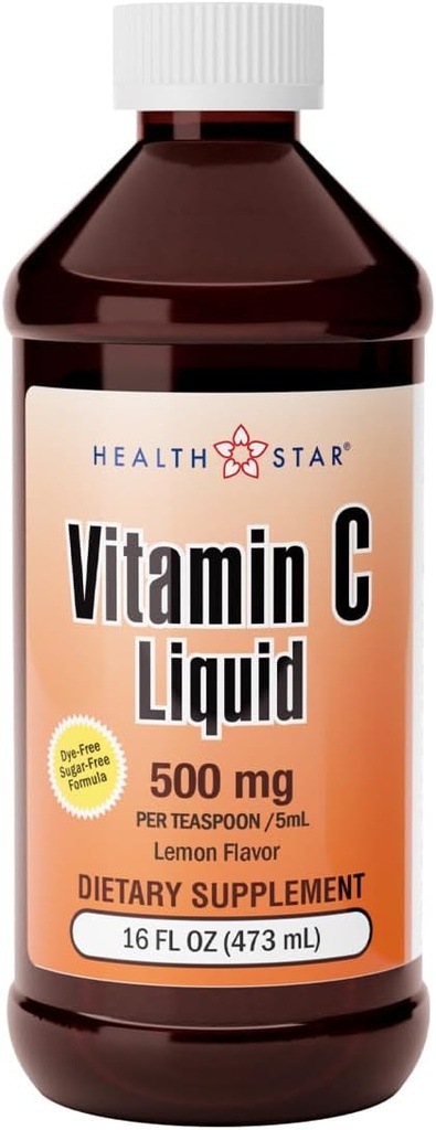 老年保健维生素C 液体500毫克 -- -- 免疫支持和总体健康 -- -- 橙色Flavor -- -- 16 Fl Oz(一包)