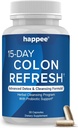 Happee Colon Cleanser & Detox for Wight Lost Support - 15 Day Colon Cleanse Pills & Gut Support Probiotics 男子 女性 - 快速天然泻剂 便秘救助