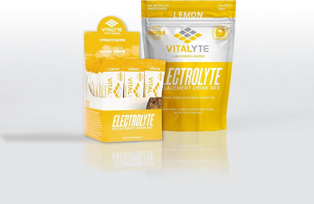 Vitalyte Electrolyte 饮用 Mix Bundle, 1 立体邮袋+ 25 个纸包, Gluten 自由后工作 Powter 饮用 Mix, Lemon Flavor