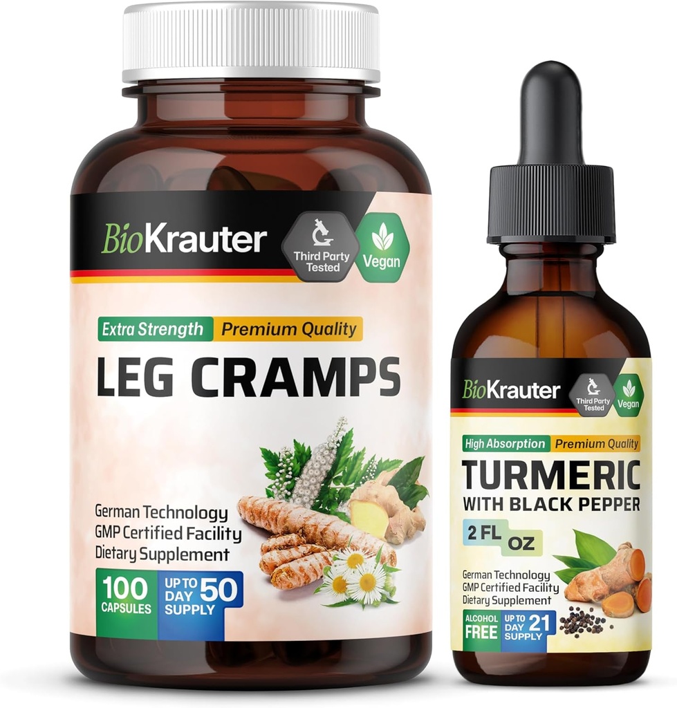 Leg Cramps 100 Capsules & Turmeric Tincture 2 Fl. Oz.