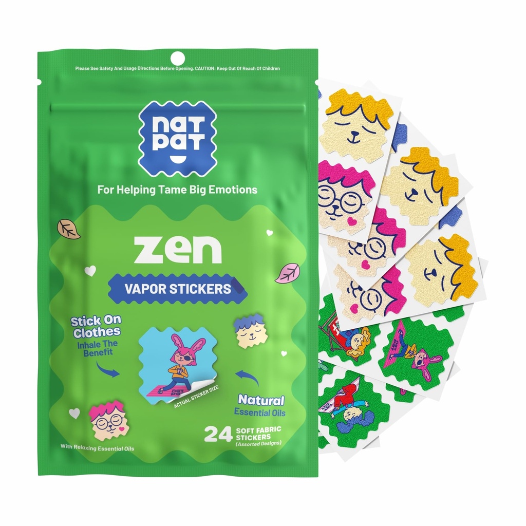 NATPAT Zen Patch Mood 儿童与成年人的镇定贴片 - 无化学和药物, Mood 支持放松,冷静和情绪调节 - BuzzPatch Natural Patch (24 Pack)
