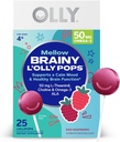 Olly Mellow Buddies L ' OLLY Pops, L-Theanine, Choline, Omega-3 ALA, Kids 4+ 饮食补充棒棒糖, 支持冷静的Mood与健康脑功能, * Vegan, Raspberry Flavored, 25 Counter