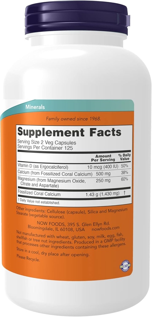 现时补充品,珊瑚钙加成,骨质健康*,健康pH平衡*,250 Veg Capsules(2包)