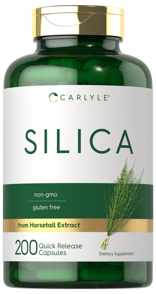 Carlyle Silica 补充 Capsules 200 伯爵来自马尾节选 QQ Non-GMO & Gluten Free