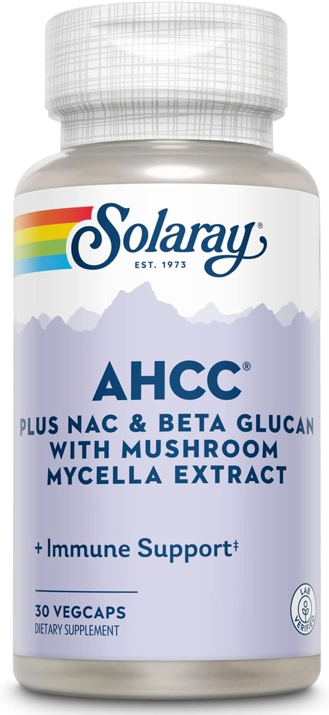 SOLARAY AHCC + NAC & Beta Glucan, Veg Cap (Btl-Plastic) + 30 cmt