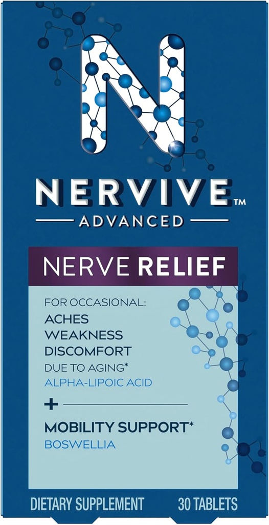 Nervive Advanced Nerve Relief + mobile, 配有 Alpha Lipoic Acid 帮助减少Nerve Aches, 弱点, 和不适 → 和 Boswellia 推动流动 *, 维生素 B12, B6, B1, 30 片