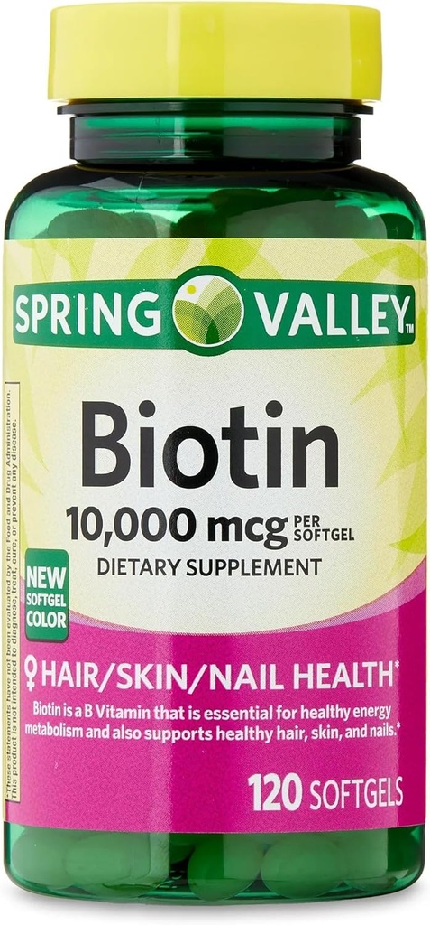 ikj Biotin Hair/Skin/Niils 健康饮食补充软胶,10,000毫克,120个