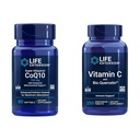 生命延长 Super Ubiquinol CoQ10 60 软胶和维生素C & Bio-Quercetin Phytos 250 片,用于心脏、细胞能量、免疫和总体健康支持
