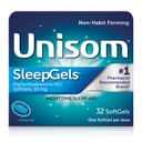 Unisom SleepGels,夜间睡眠援助,二苯胺HCI 50毫克,32软Gels