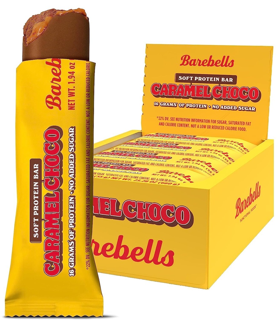 软蛋白棒 软蛋白棒 Caramel Choco - 12个伯爵, 1.9oz个酒吧 - 蛋白棒 16g高蛋白棒 毛绒巧克力蛋白棒 2g总糖 - 软蛋白棒 早餐棒