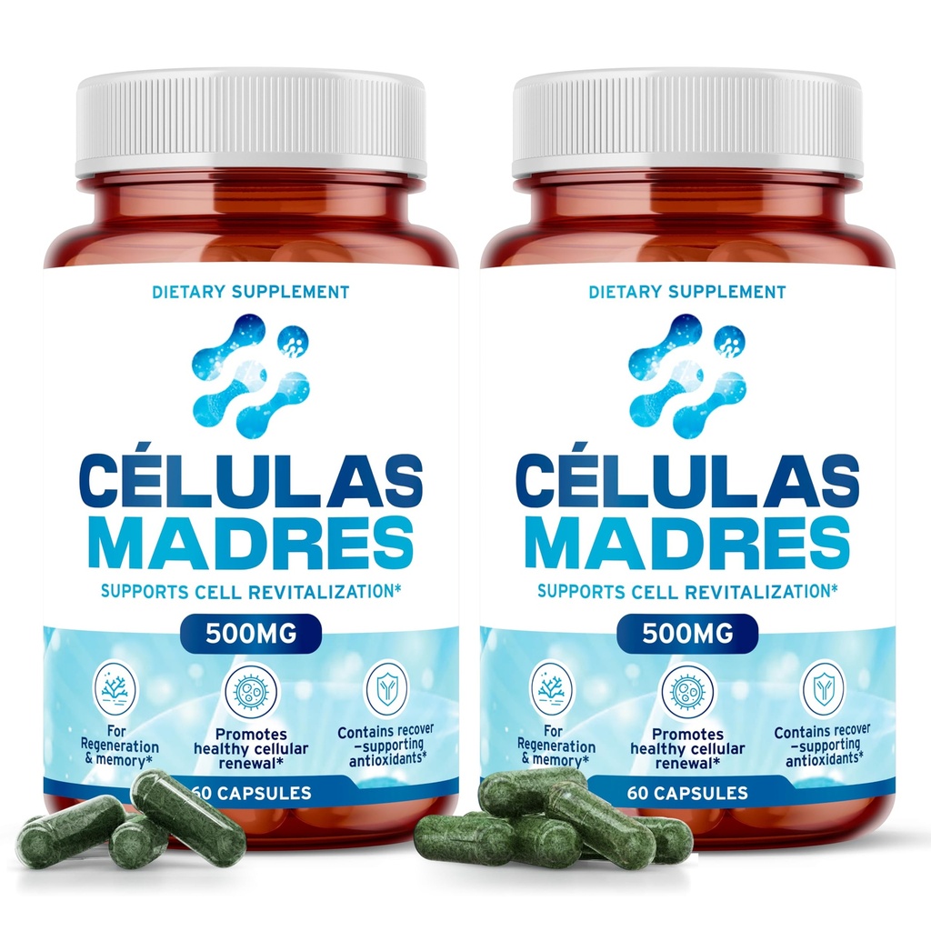立体细胞补充500mg(120 Cap) 天然抗衰老和长寿支持 Spirulina & Chlorella, Boost 细胞更新, 恢复青春能源, 减少联合疼痛 – Celulas Madre