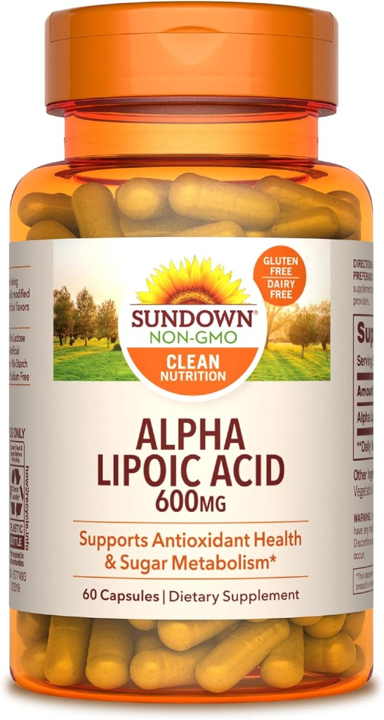 日落 Alpha Lipoic Acid 600mgm, 60 计数